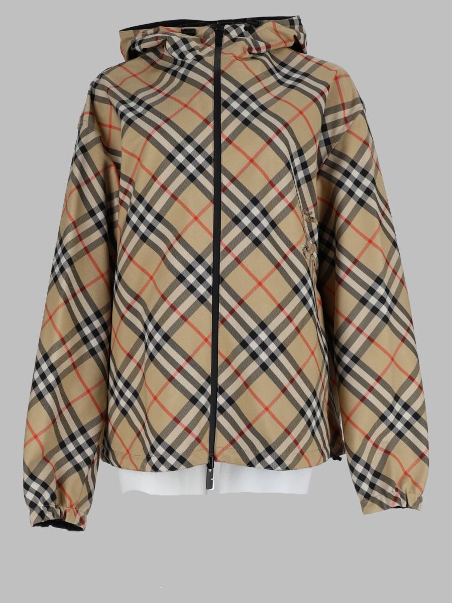 BURBERRY Black Check Trim Cotton Jacket
