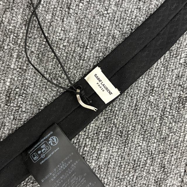 Saint Laurent Monogram Silk Narrow Tie Black