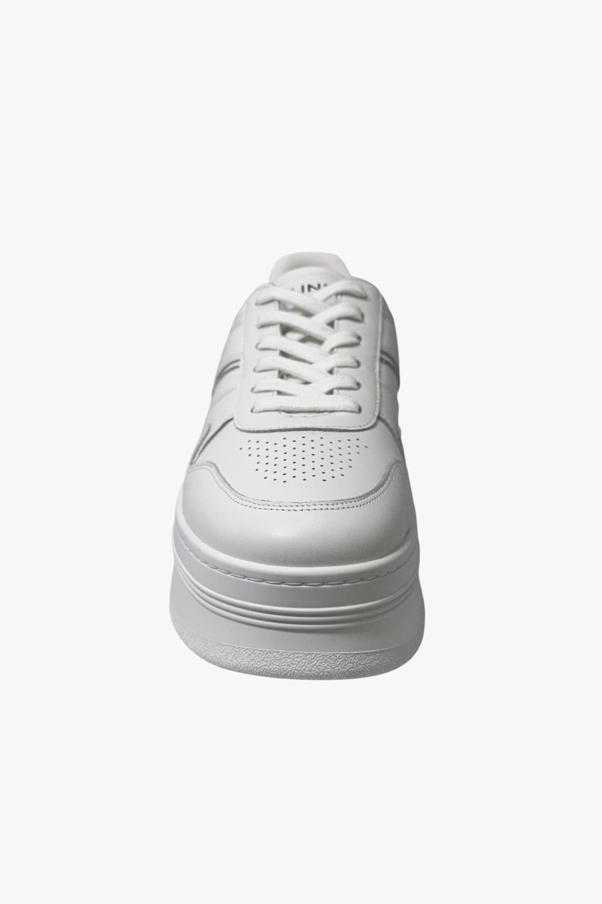 CELINE Wedge Block Calfskin Low Top Sneakers White