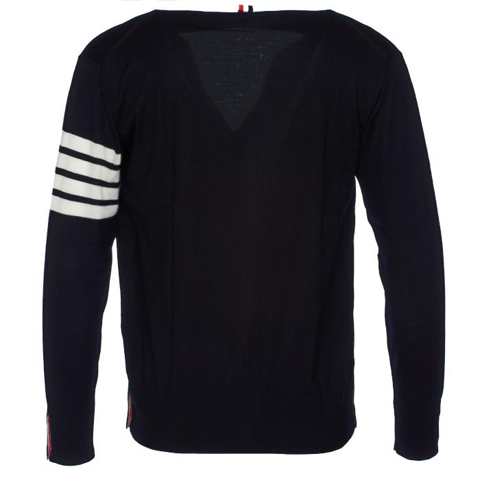 THOM BROWNE Merino Wool 4-Bar Stripe Cardigan Navy Men