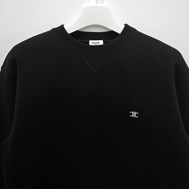 CELINE Triomphe Embroidered Cotton Fleece Sweatshirt