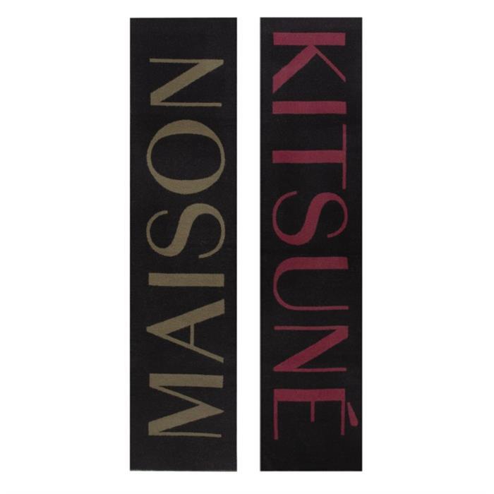 Maison Kitsune Logo Lettering Jacquard Wool Scarf