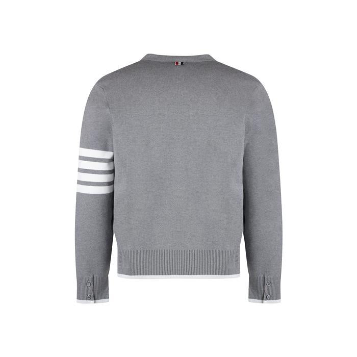 THOM BROWNE Grey 4-Bar Stitch Point Cardigan MKC460A Y3006 055