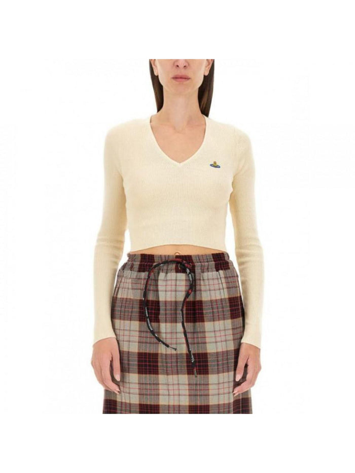 Vivienne Westwood BEA Crop V-Neck Knit Sweater A408