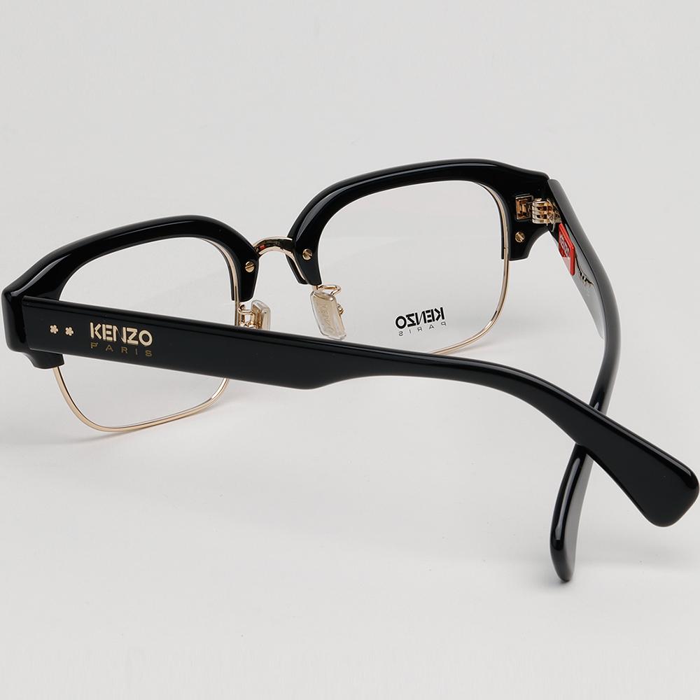 KENZO Gold Black Browline Semi-Rim Square Eyeglass Frames KZ50189U 032