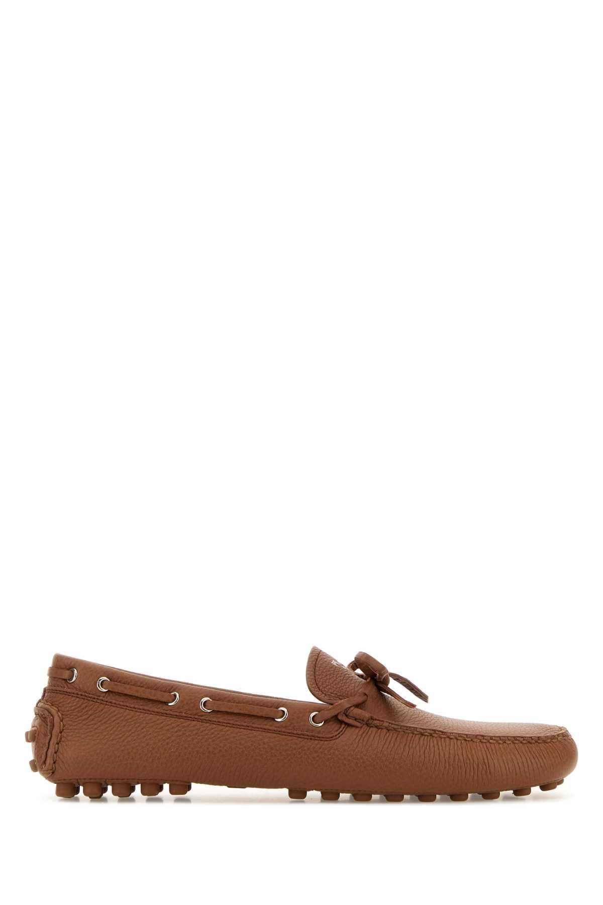 PRADA Leather Boat Shoes Men Black Loafers