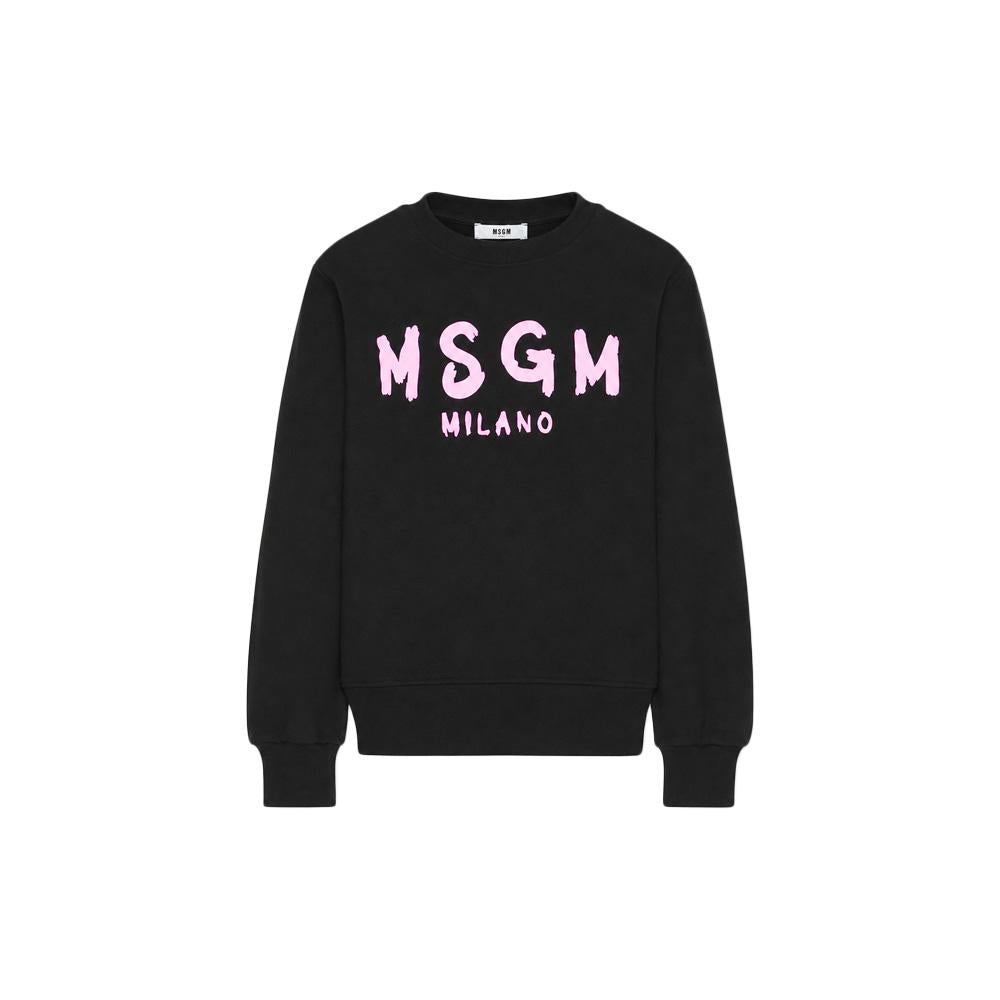 MSGM Kids Logo Print Fleece Sweatshirt Black Pink F6MSJUSW009 MS092