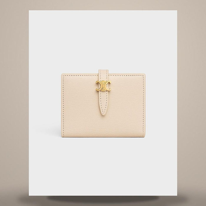 CELINE Triomphe Canvas Tan Flap Card Holder Wallet