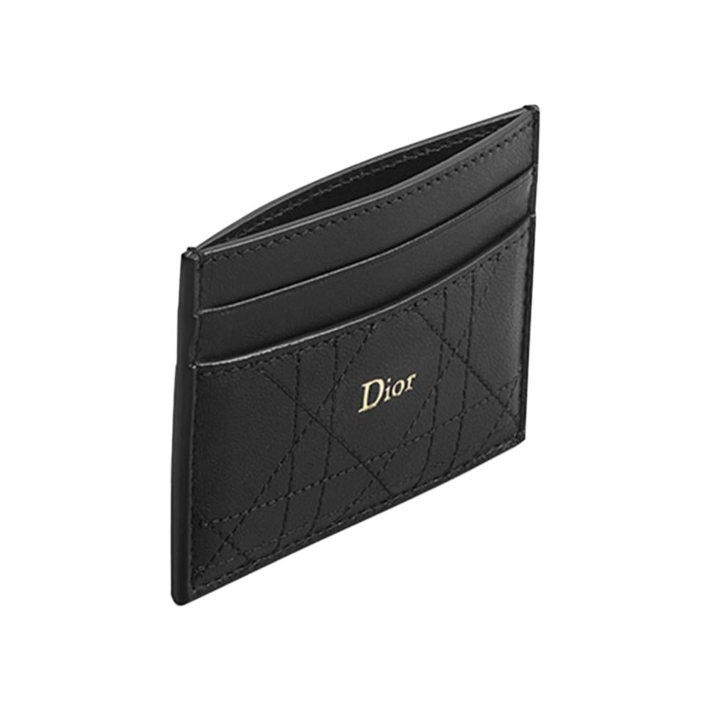 DIOR Trianon Freesia Black Leather Card Holder