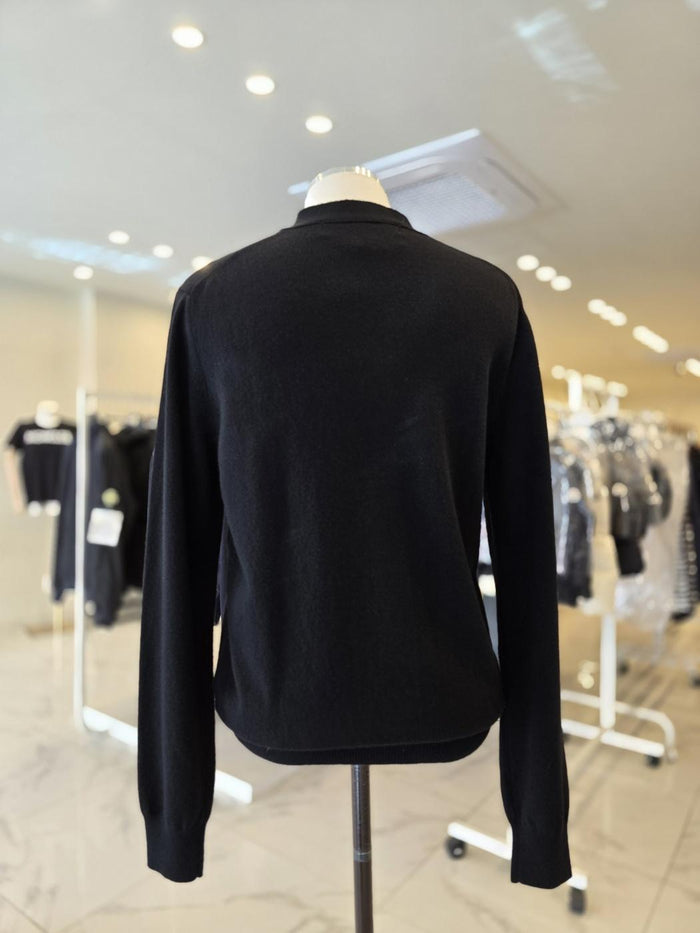 Comme des Garcons Double Heart Logo Wool Cardigan Black P1 N076