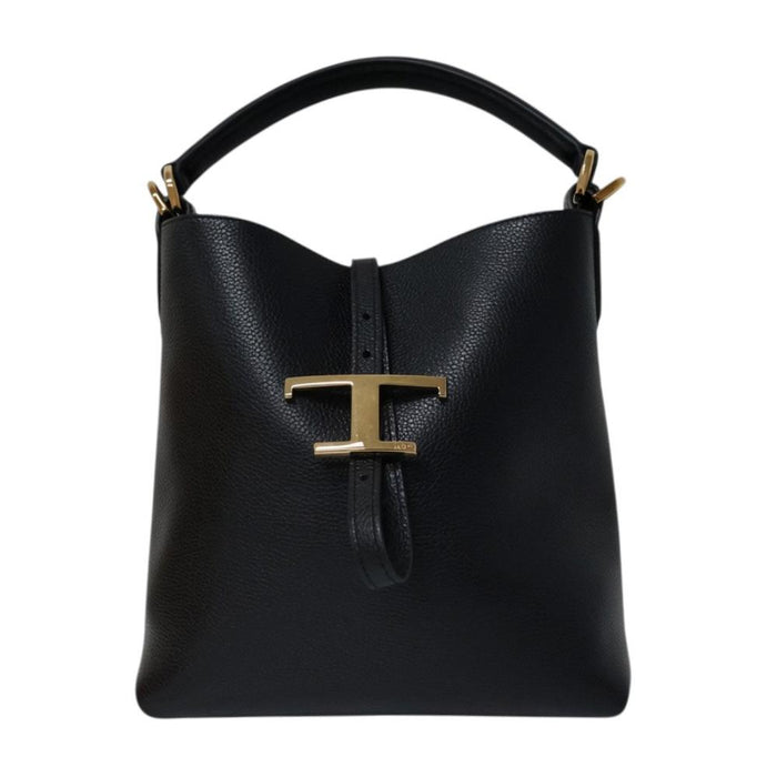 Tods Timeless Women Bucket Shoulder Bag Black Leather