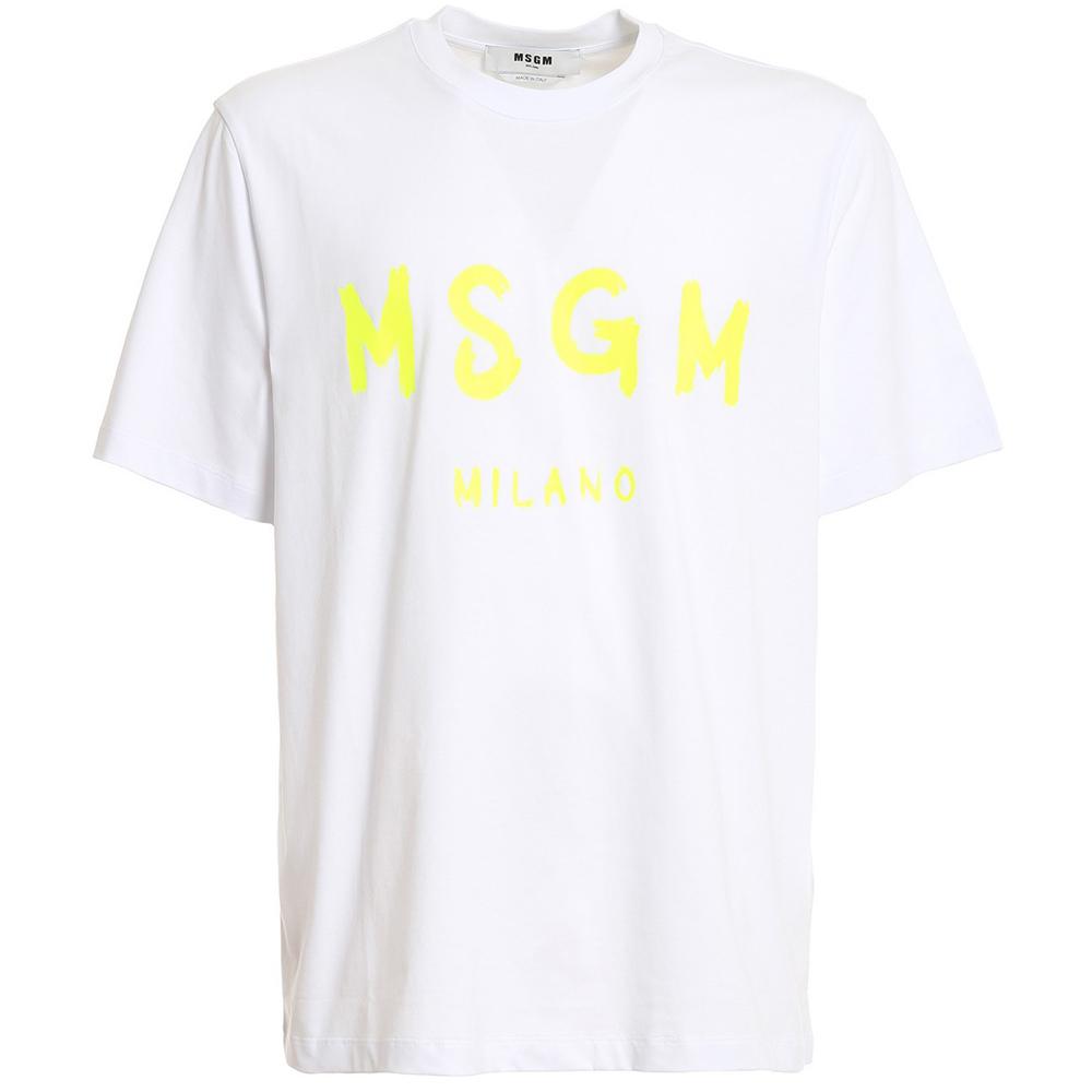 MSGM Logo Print Cotton T-Shirt White Men’s