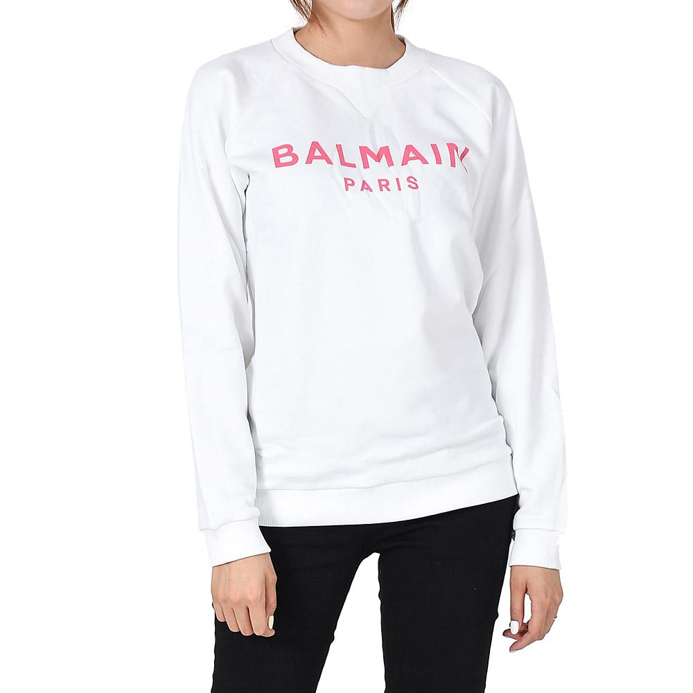 Balmain Logo Print Relaxed Fit Sweatshirt White