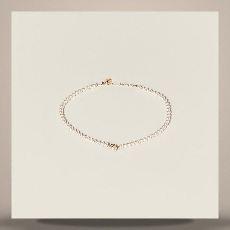 Miu Miu Metal and Pearl Necklace 5IC347 2G9O F0SAJ
