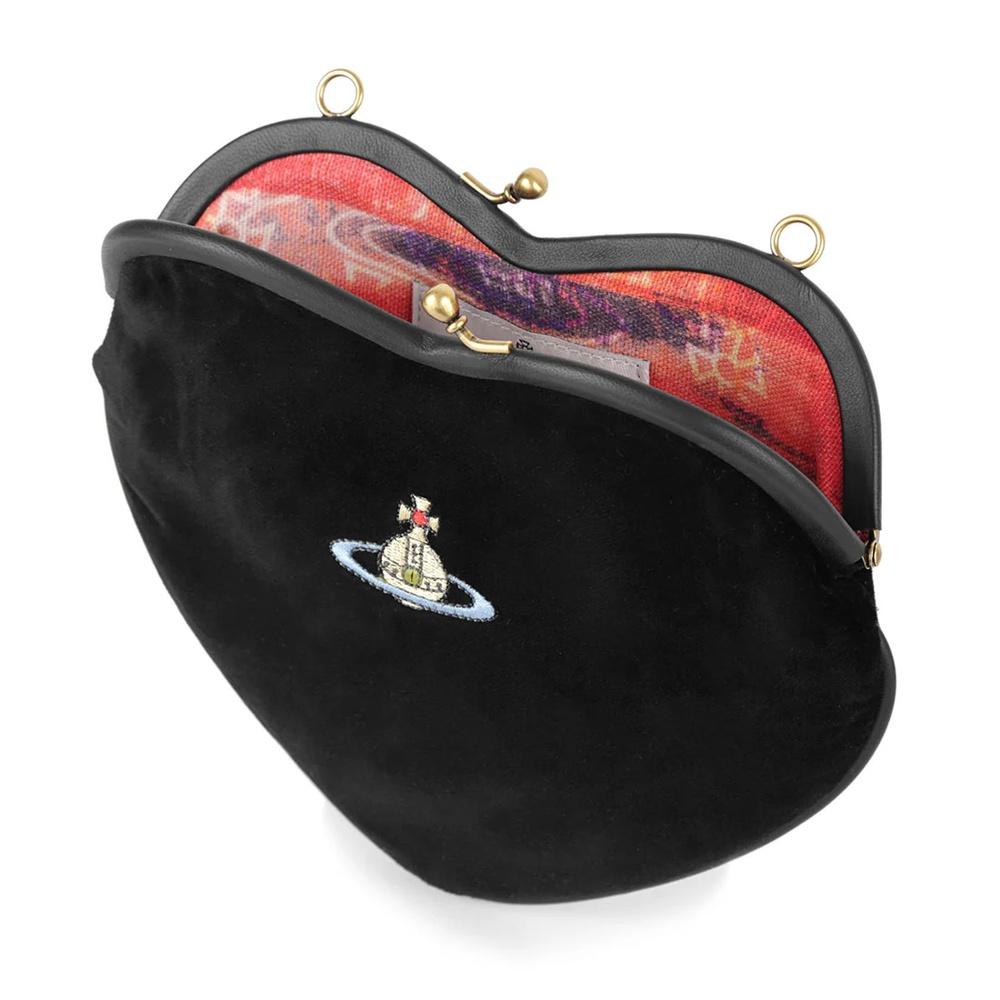 Vivienne Westwood Heart Frame Shoulder Bag Black Leather