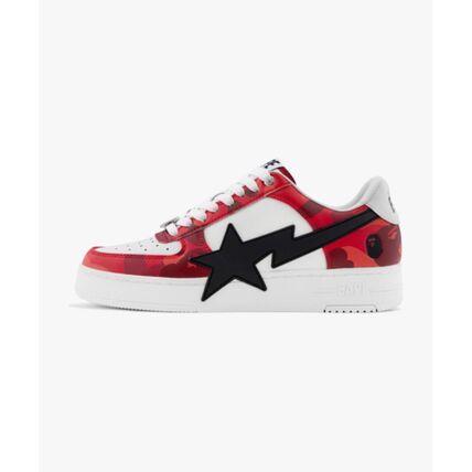 BAPE Leather Low-Top Sneakers for Men 001FWL301308MRED DOM