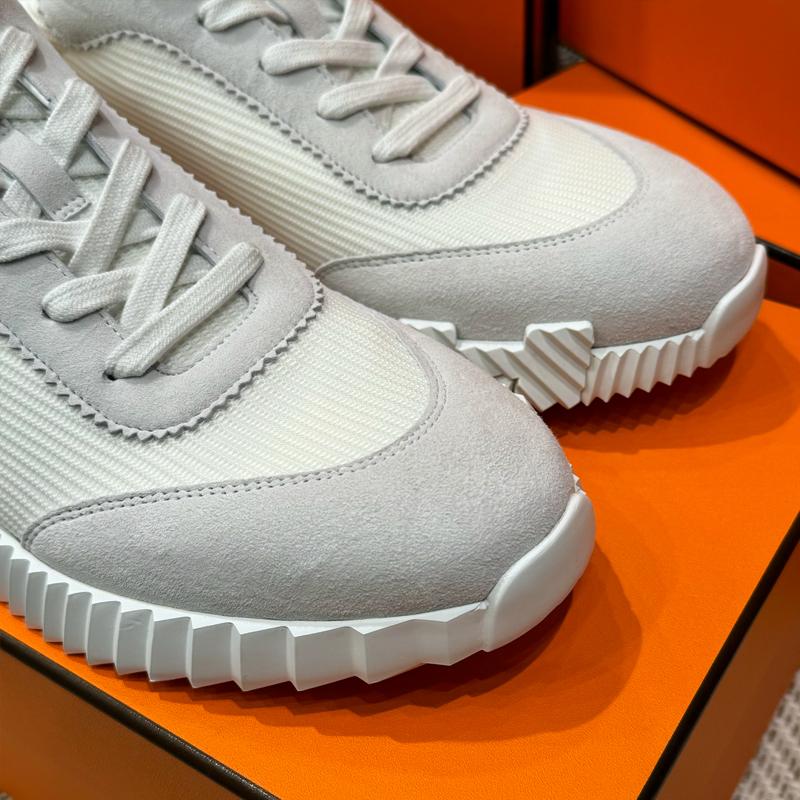 HERMES Bouncing White Mesh H Logo Low Top Sneakers for Men