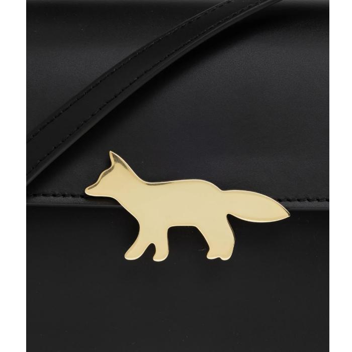 Maison Kitsune Black Leather Edi Shoulder Crossbody Bag