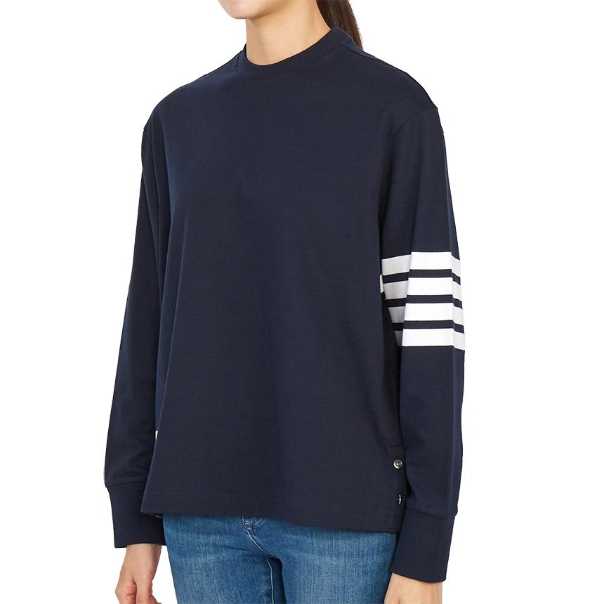THOM BROWNE Women’s Long Sleeve T-Shirt Navy Cotton