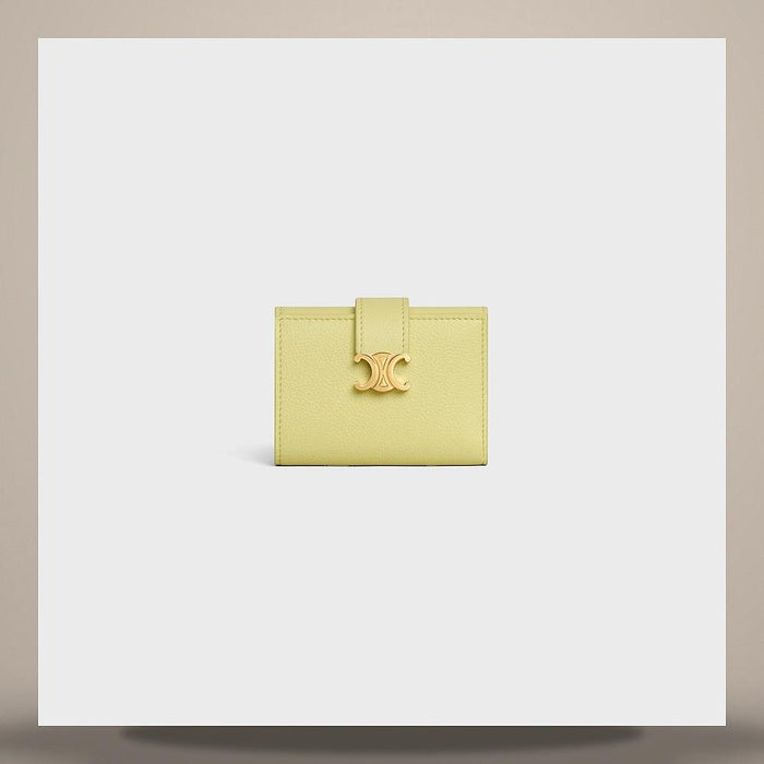 CELINE Fine Strap Wallet Supple Grained Calfskin Citrus Card Holder