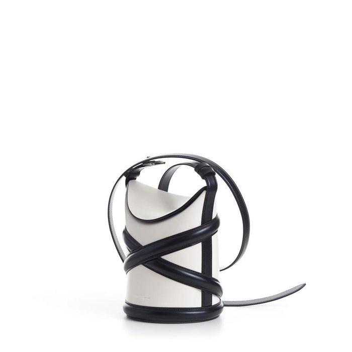 Alexander Mcqueen Small The Curve Bucket Bag Gray Leather Shoulder Bag