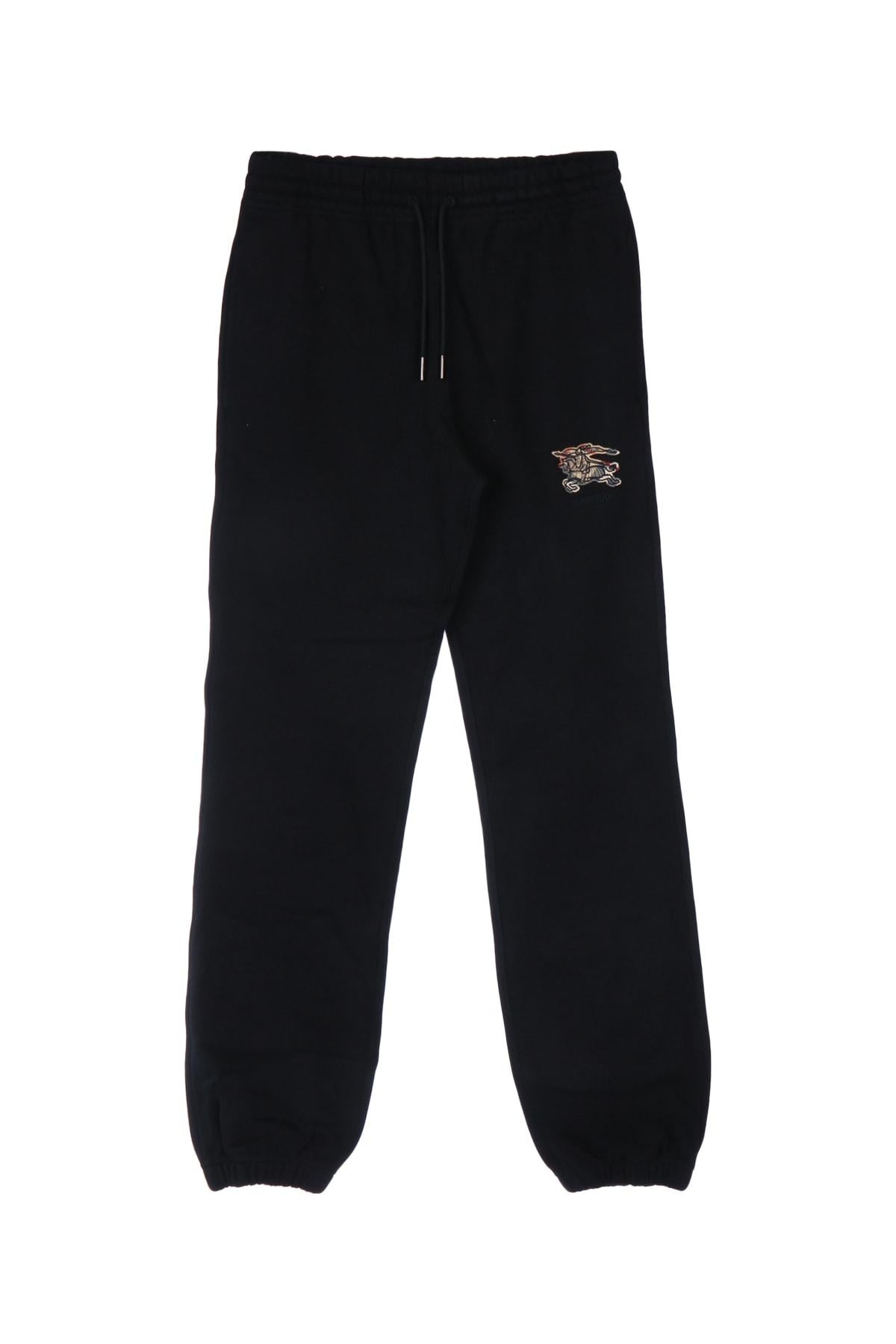 BURBERRY Black Cotton Logo Jogger Sweatpants