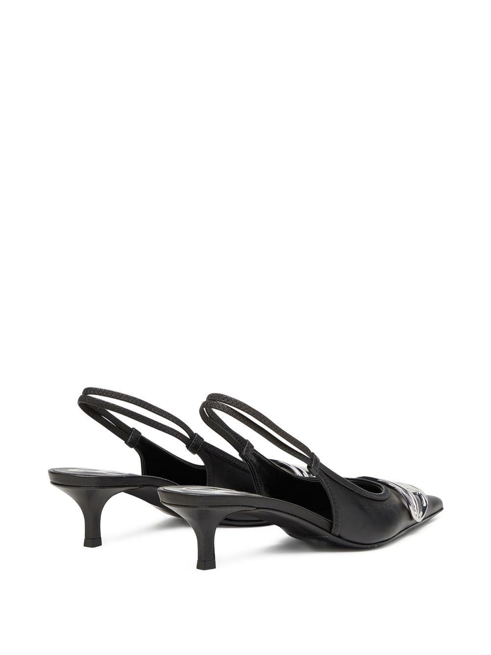 DIESEL Black Leather Slingback Pumps