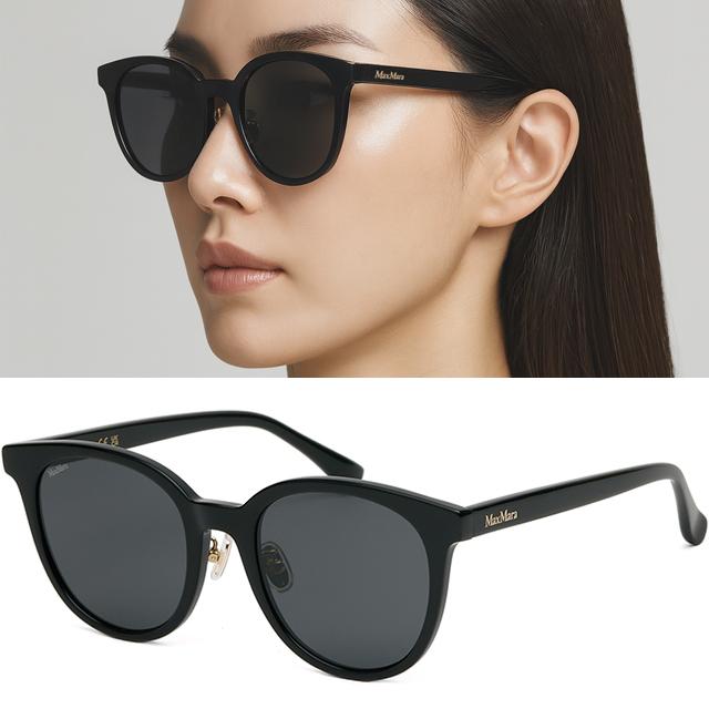 Max Mara Black Round Acetate Asian Fit Sunglasses MM0108K 01A