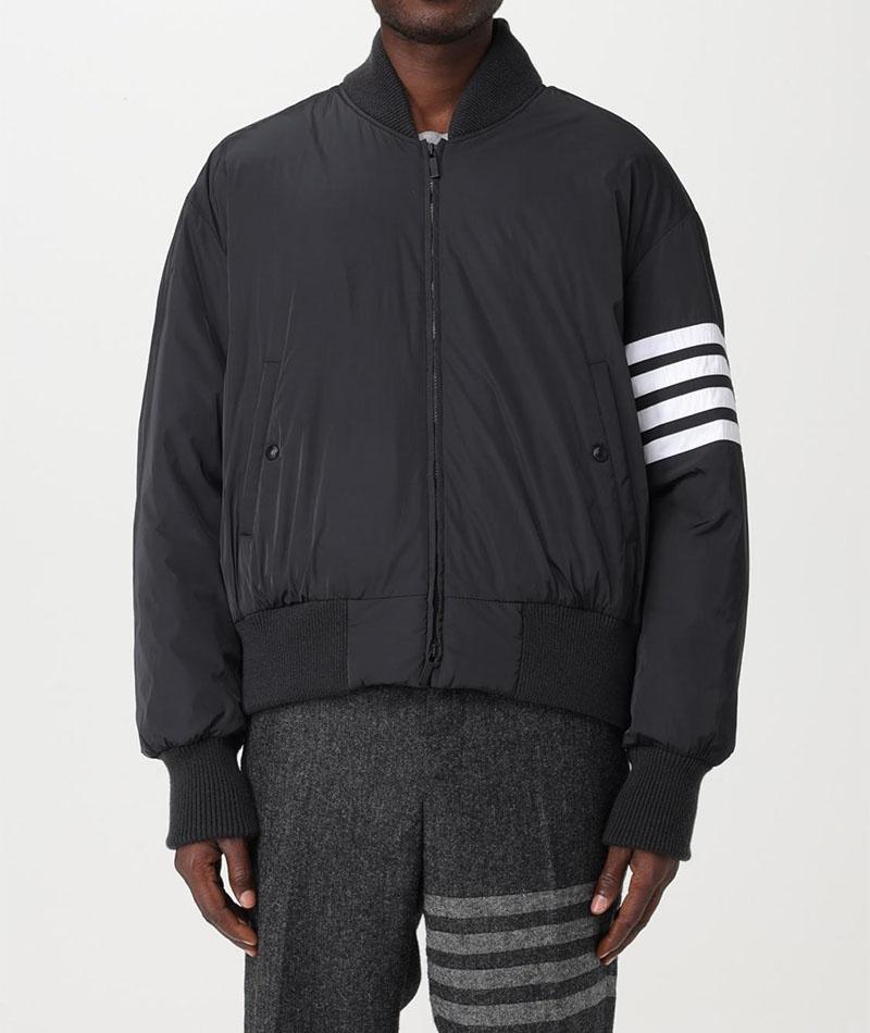THOM BROWNE Charcoal Oversized Down Bomber Jacket