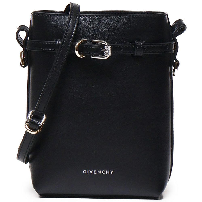 GIVENCHY Voyou Phone Pouch Shoulder Crossbody Bag Black Leather