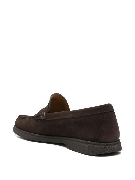 HUGO BOSS Dark Brown Leather Loafers Men’s Slip-On Shoes