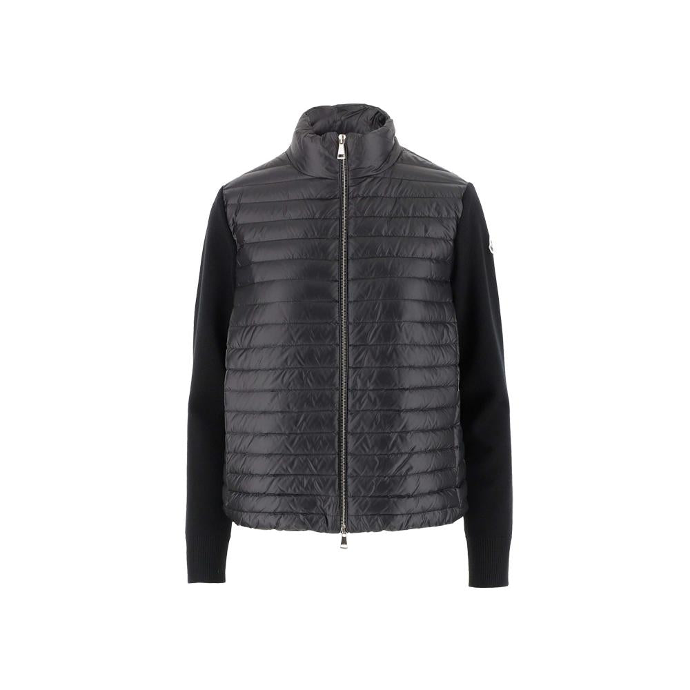 Moncler Logo Knit Mix Puffer Jacket Black Women’s