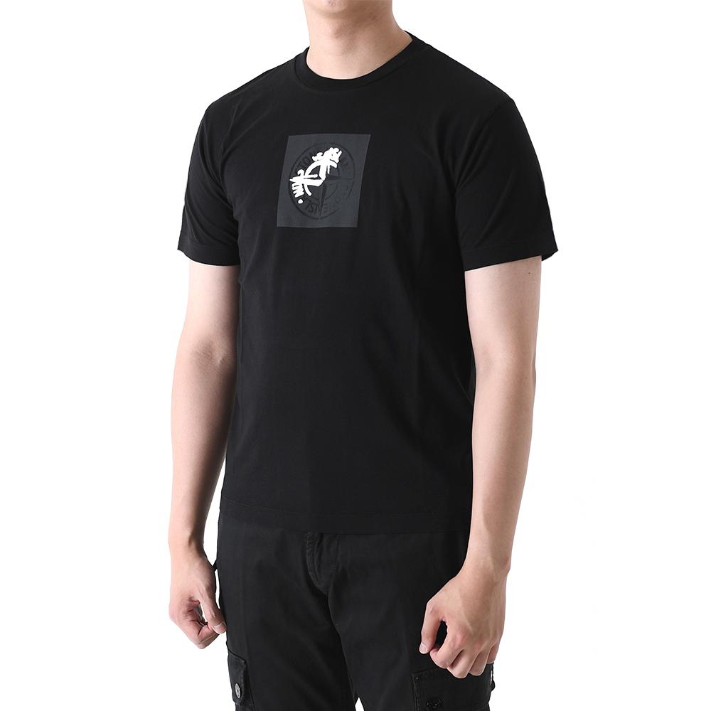 STONE ISLAND Black Institutional One Print Short Sleeve T-Shirt