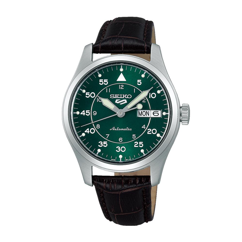 Seiko Green Brown Automatic Leather Watch for Men SRPJ89K1