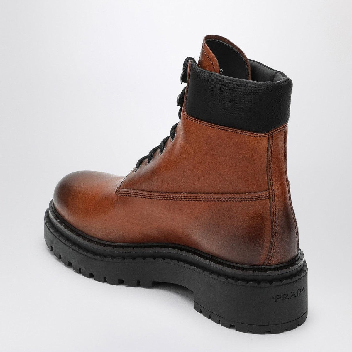 PRADA Black Leather Ankle Boots