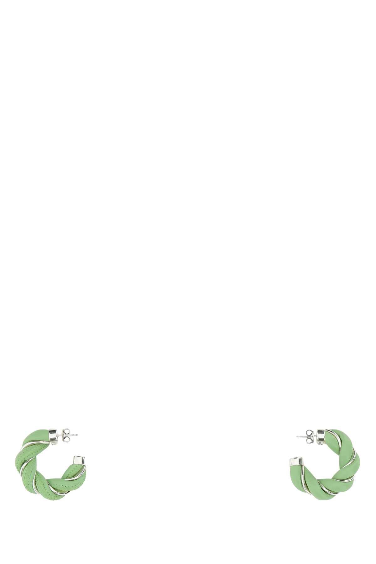 Bottega Veneta Green Enamel Hoop Earrings