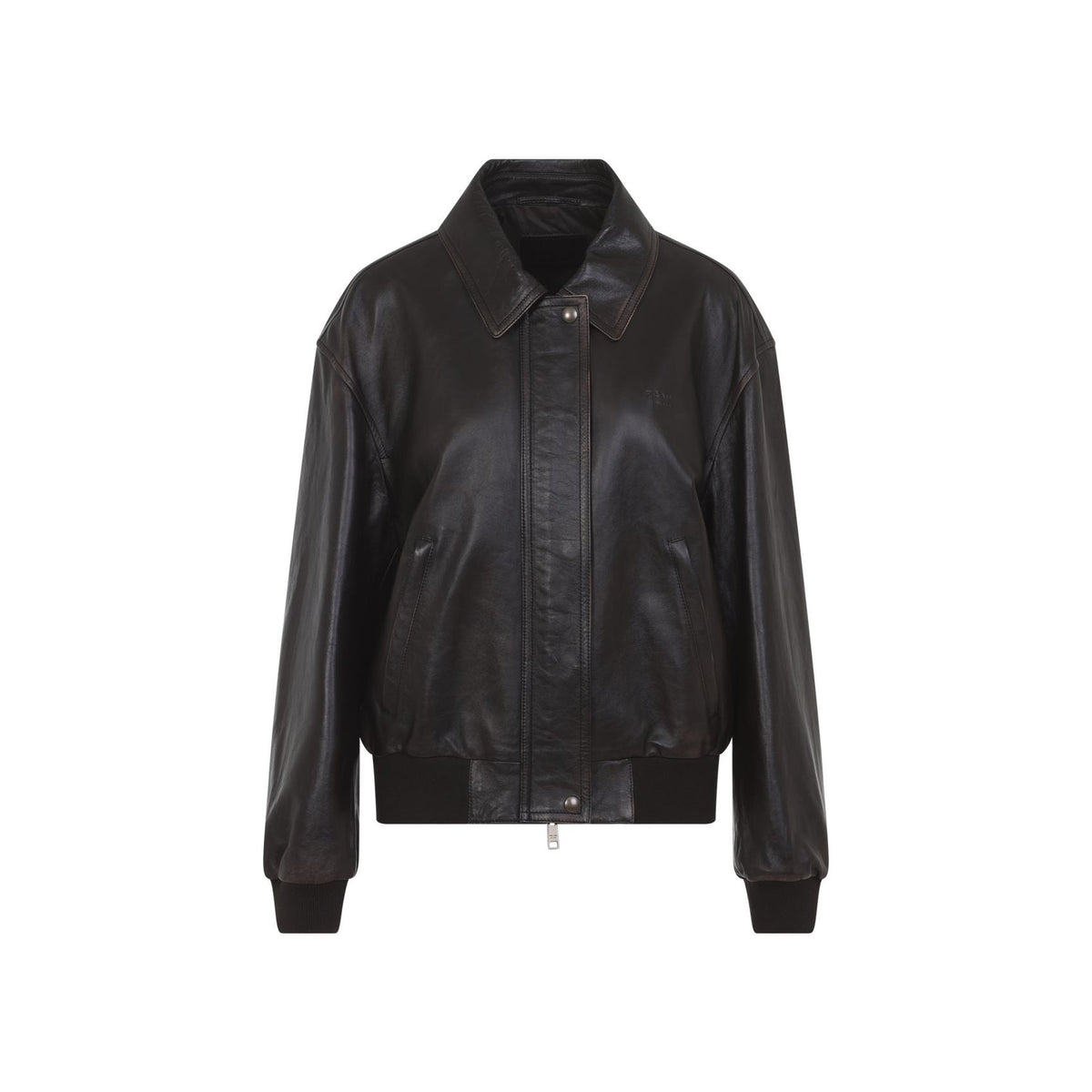 PRADA Black Leather Bomber Jacket