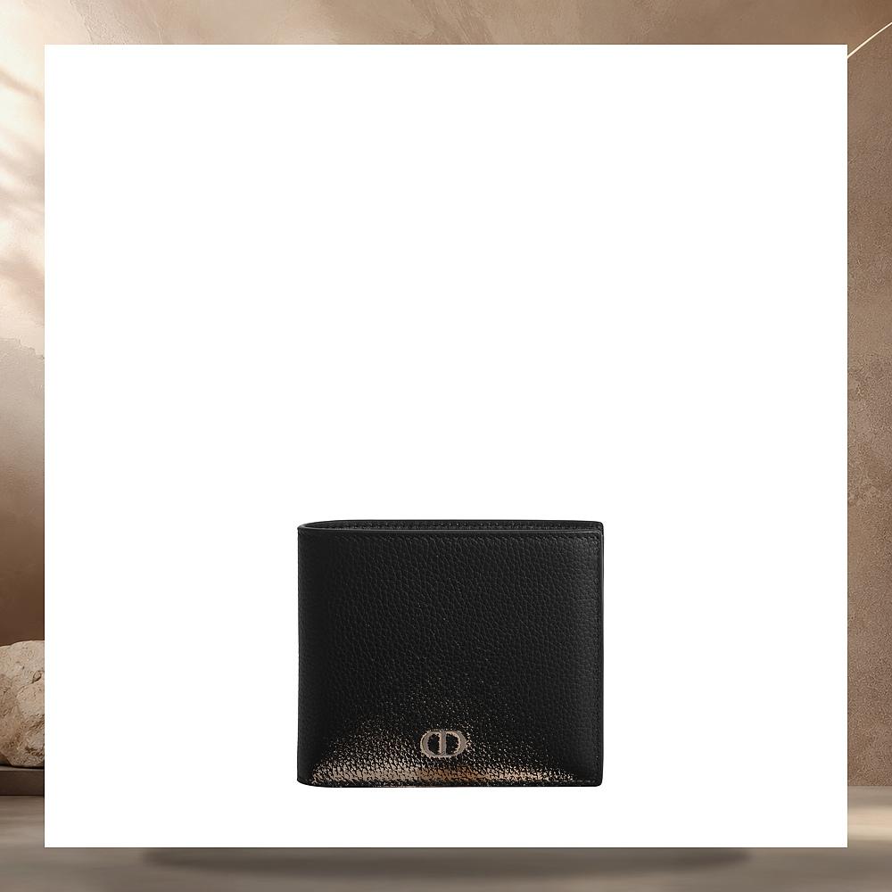 DIOR Black Grained Calfskin CD Icon Coin Card Holder Wallet