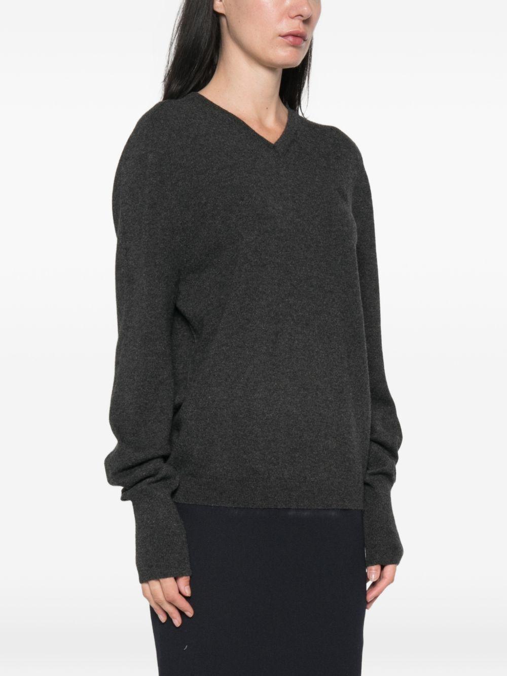 GUCCI V-Neck Knit Sweater Women’s Black Wool