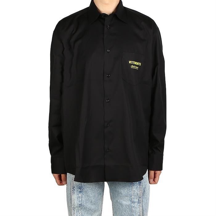 Vetements Click Here Logo Long-Sleeve Shirt UA53SH300B 1001 BLACK