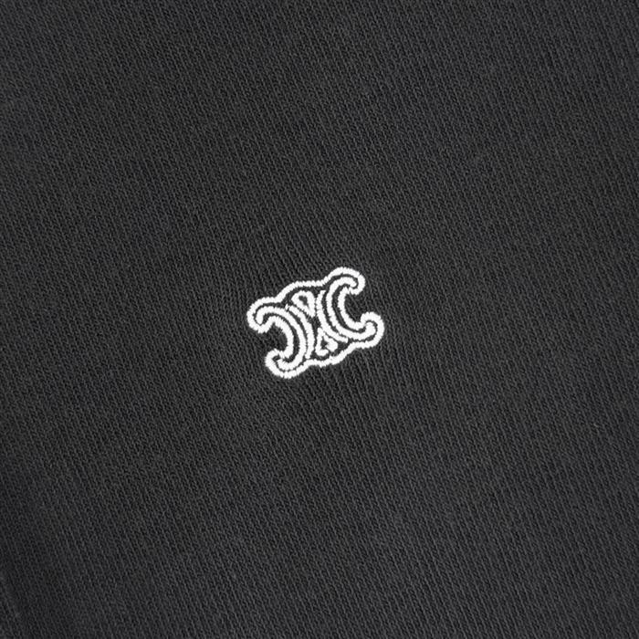 CELINE Triomphe Logo Short-Sleeve Cotton Knit Polo Shirt
