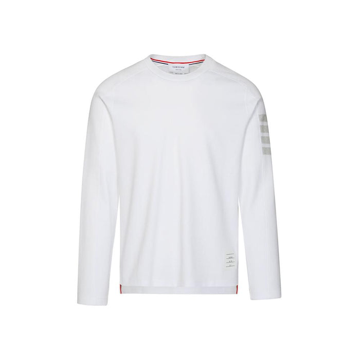 THOM BROWNE White Diagonal Armband Long Sleeve T-Shirt