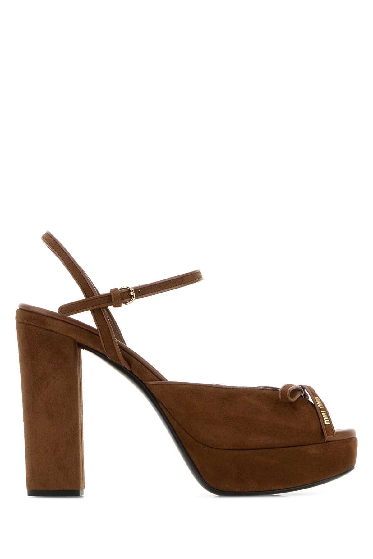 Miu Miu Leather Sandals Beige Women’s Sandals