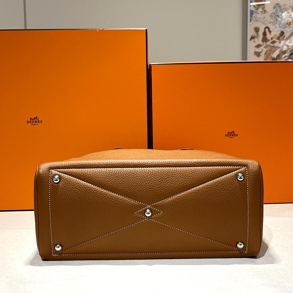 HERMES Victoria II Travel 35 Tote Bag Gold with Palladium Hardware