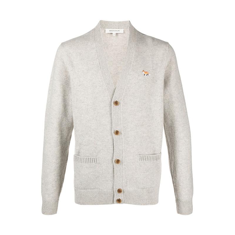 Maison Kitsune Baby Fox Patch Cardigan Grey Men’s Knit LM00507 KT1006 H120