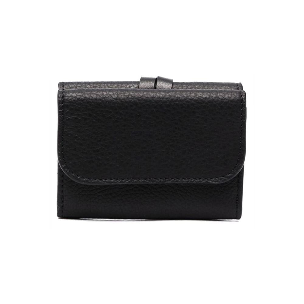 Chloe Alphabet Mini Coin Wallet Black Leather Bifold Wallet CHC21 WP946 F57 001