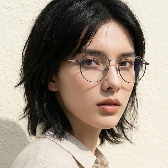 TOM FORD Blue Light Blocking Round Metal Eyeglass Frames 012 TF5749 B 012