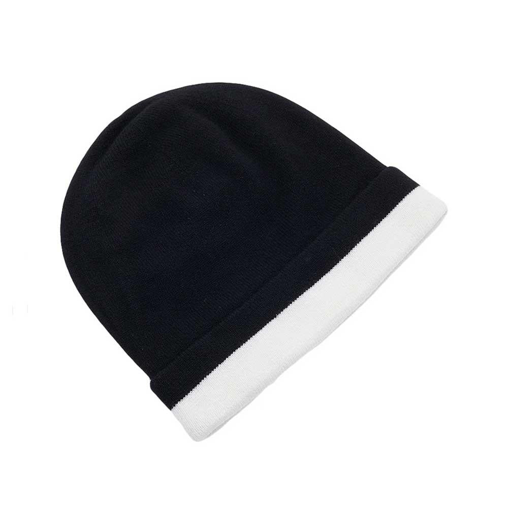 BURBERRY Logo Intarsia Cashmere Beanie Black White