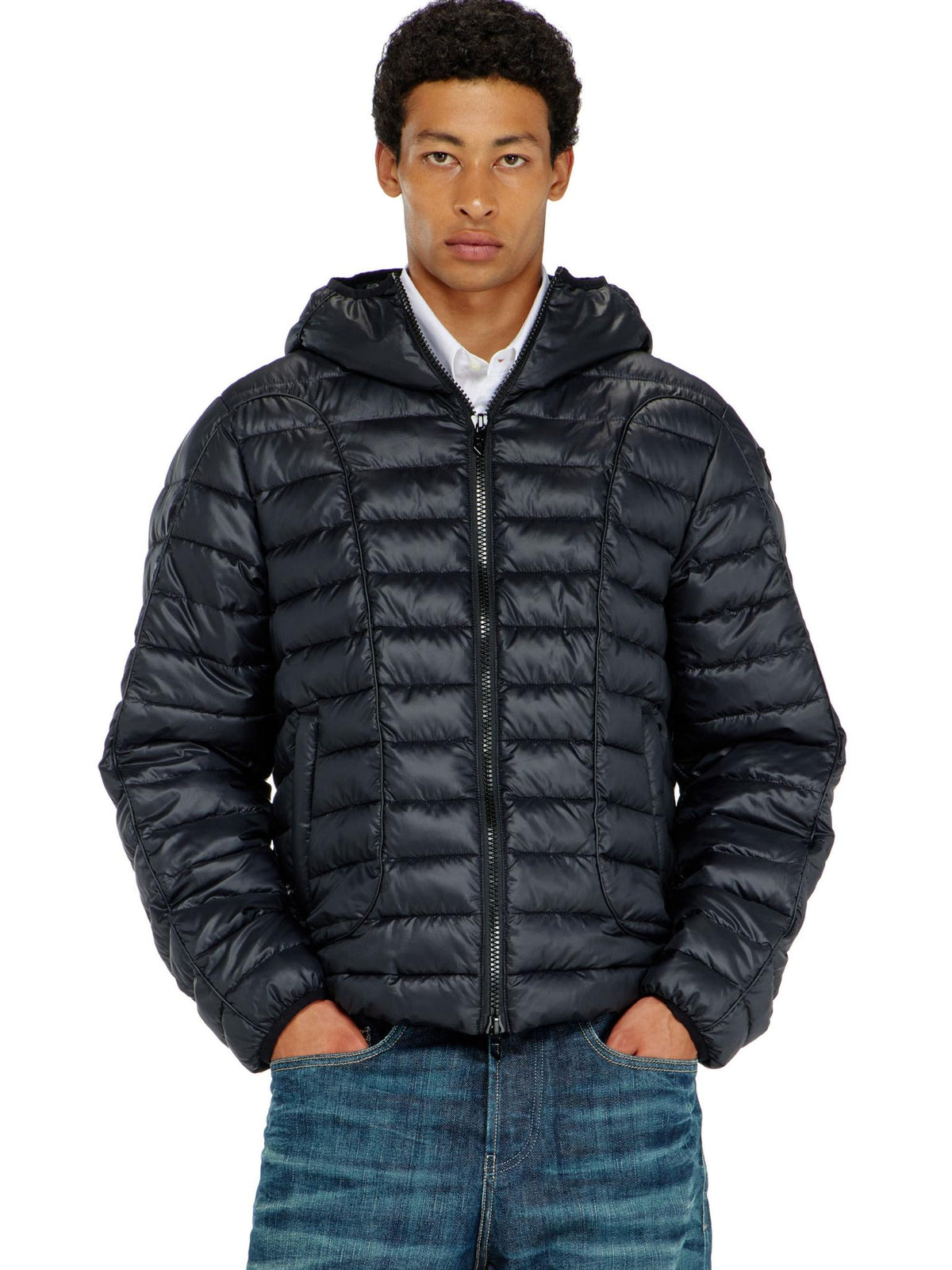 DIESEL Black Down Puffer Jacket for Men