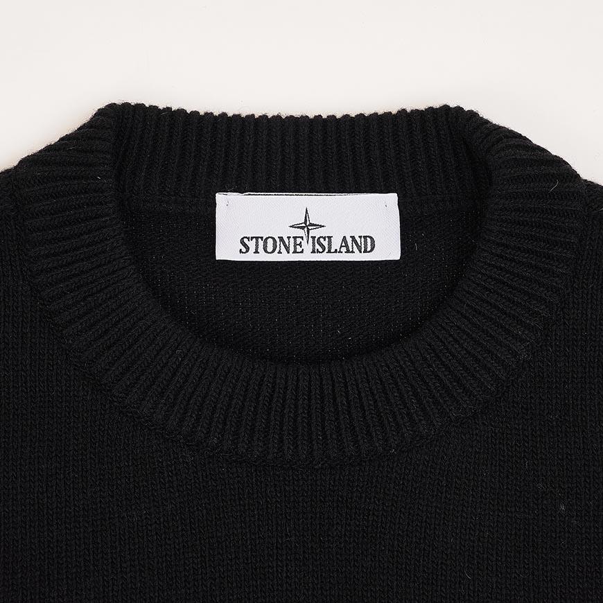 STONE ISLAND Men’s Regular Fit Rib Knit Crewneck Sweater Black